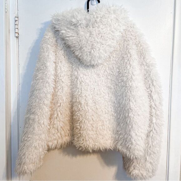 Avec Les Filles Faux Fur Shag Coat Hooded L - Picture 7 of 11